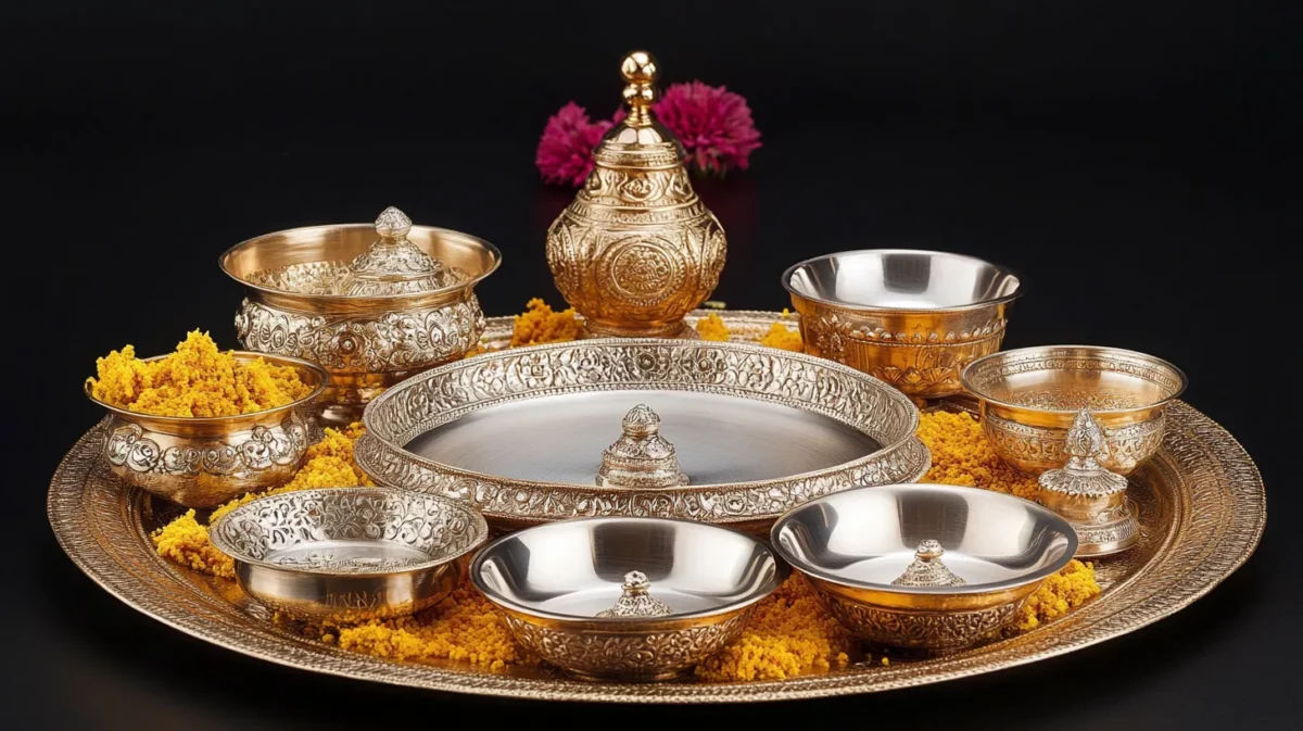 griha pravesh gift idea puja thali set silver or brass