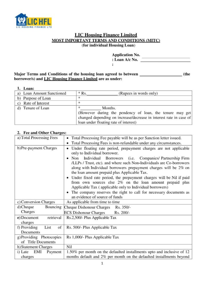 lic housing finance loan sanction letter format