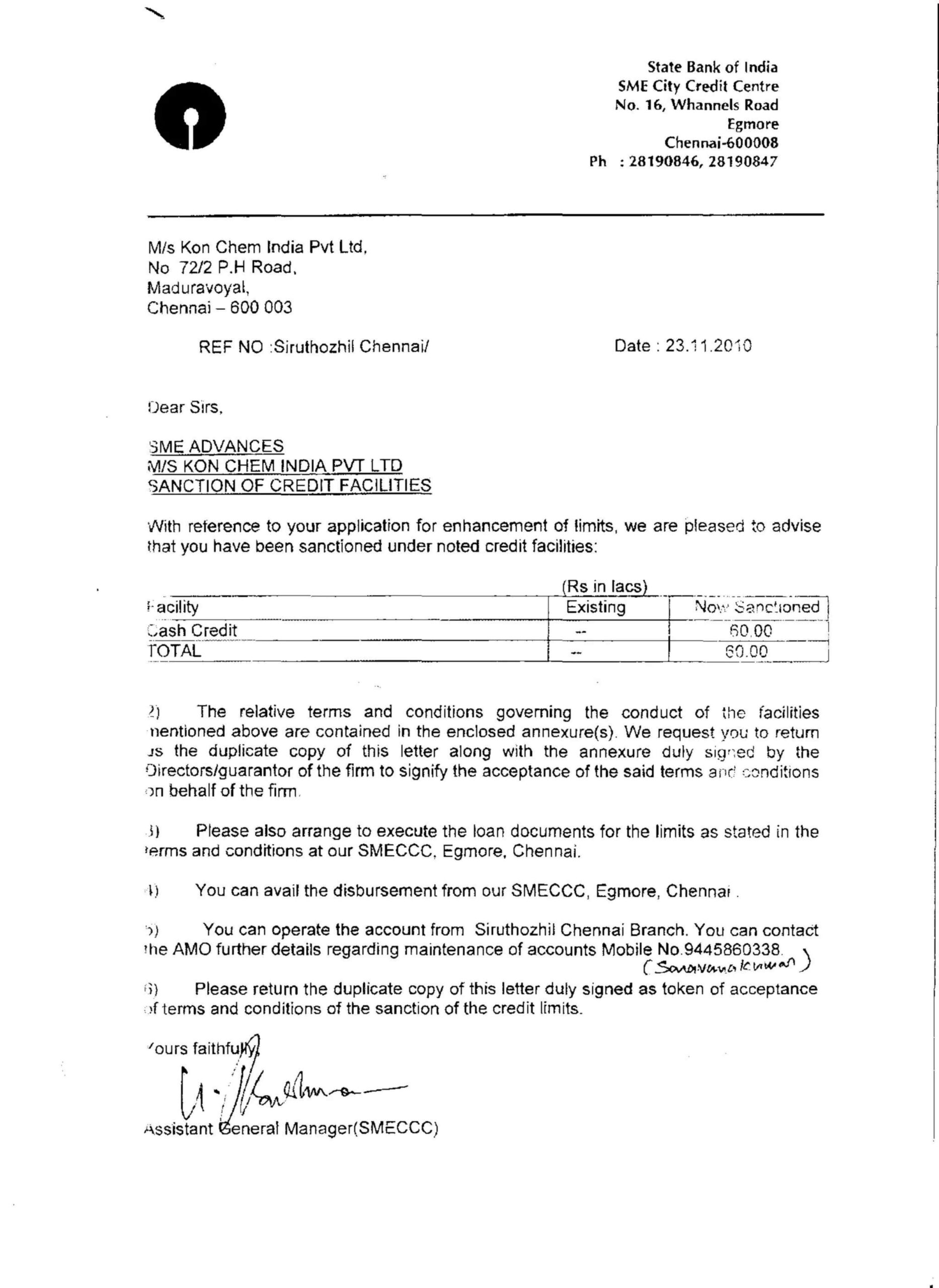 sbi bank loan sanction letter format