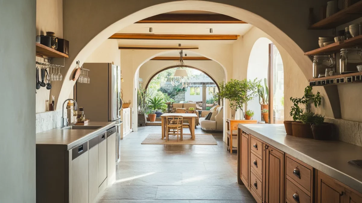 contemporary open arch design for kitchen