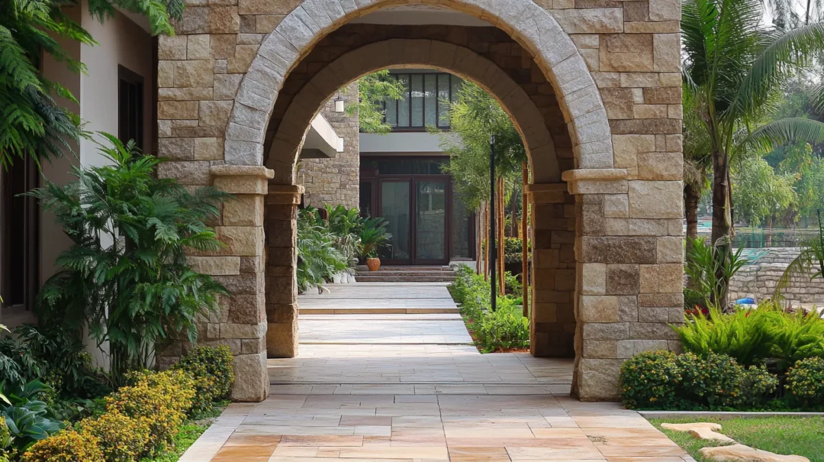 elegant stone home arch design