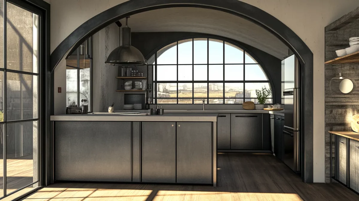 industrial metal frame modern arch design for kitchen