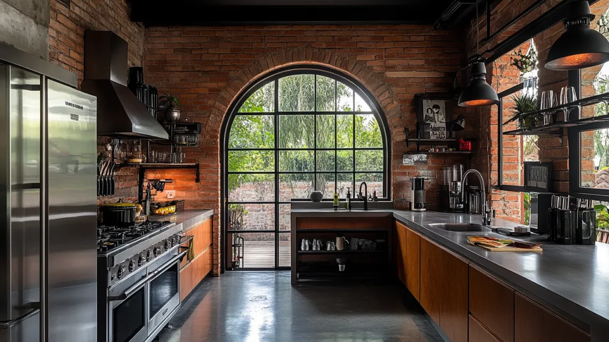 modern steel arch design of house kitchen