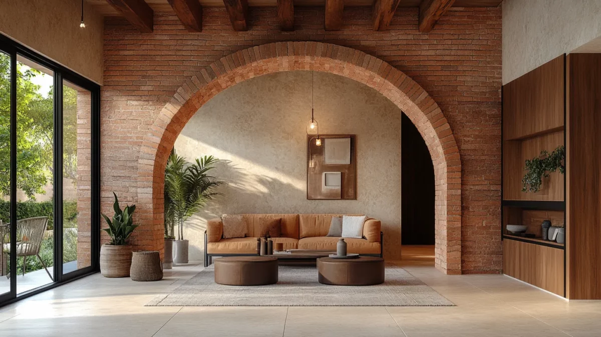 textured brick arch design for hall