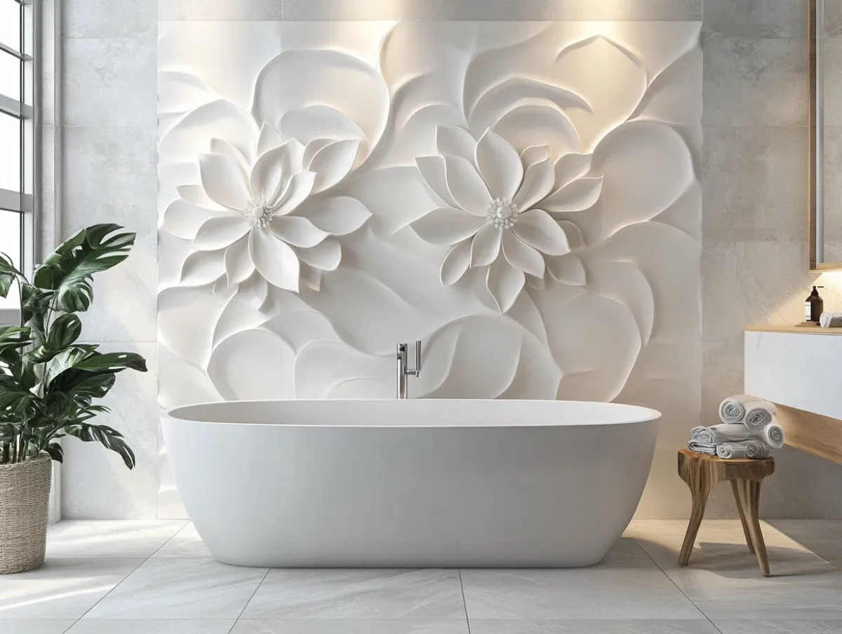 3d flower shaped tiles for bathroom