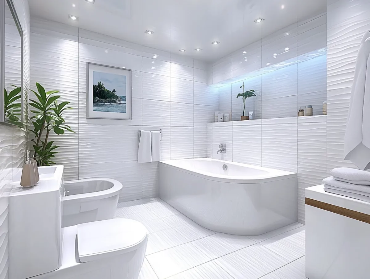 3d white bathroom tiles