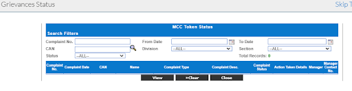 grievance registration status