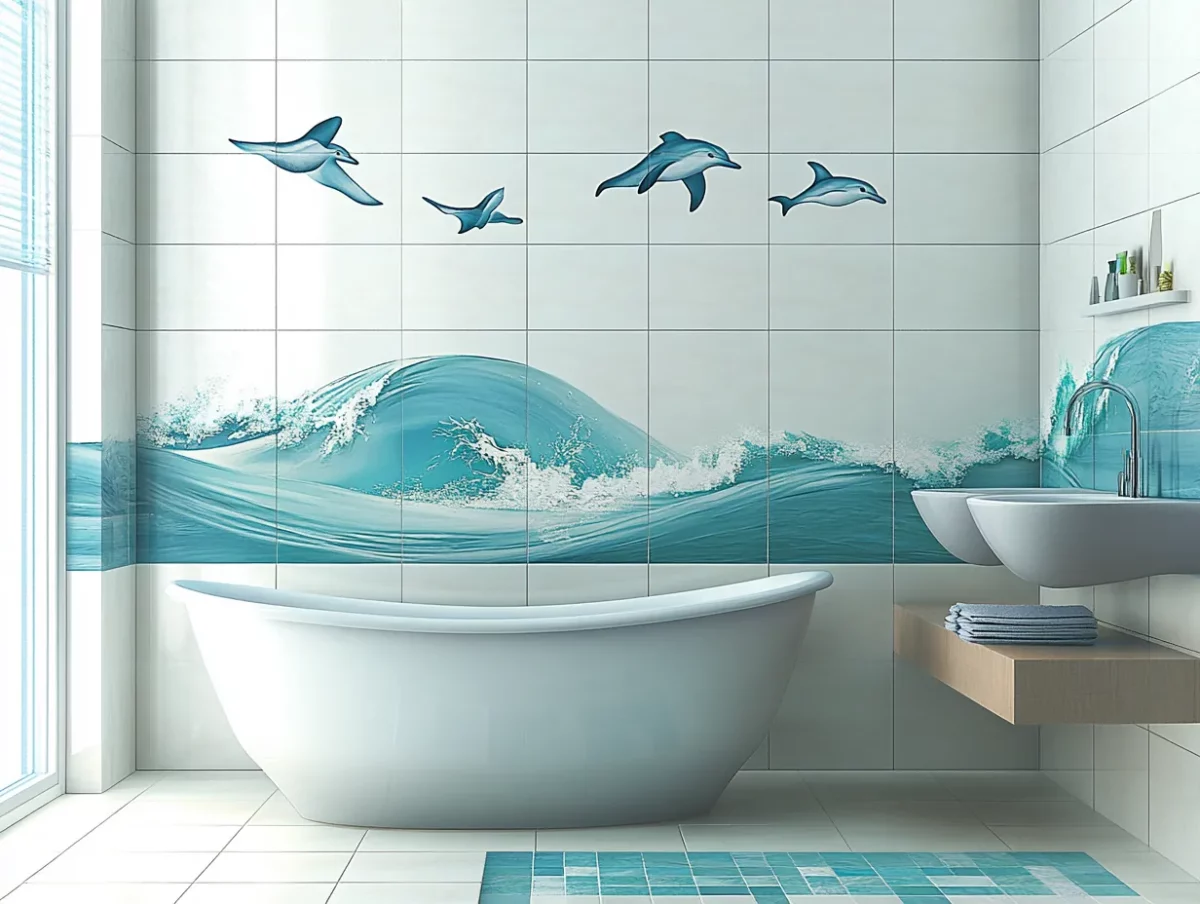 bathroom wall tile dolphin design