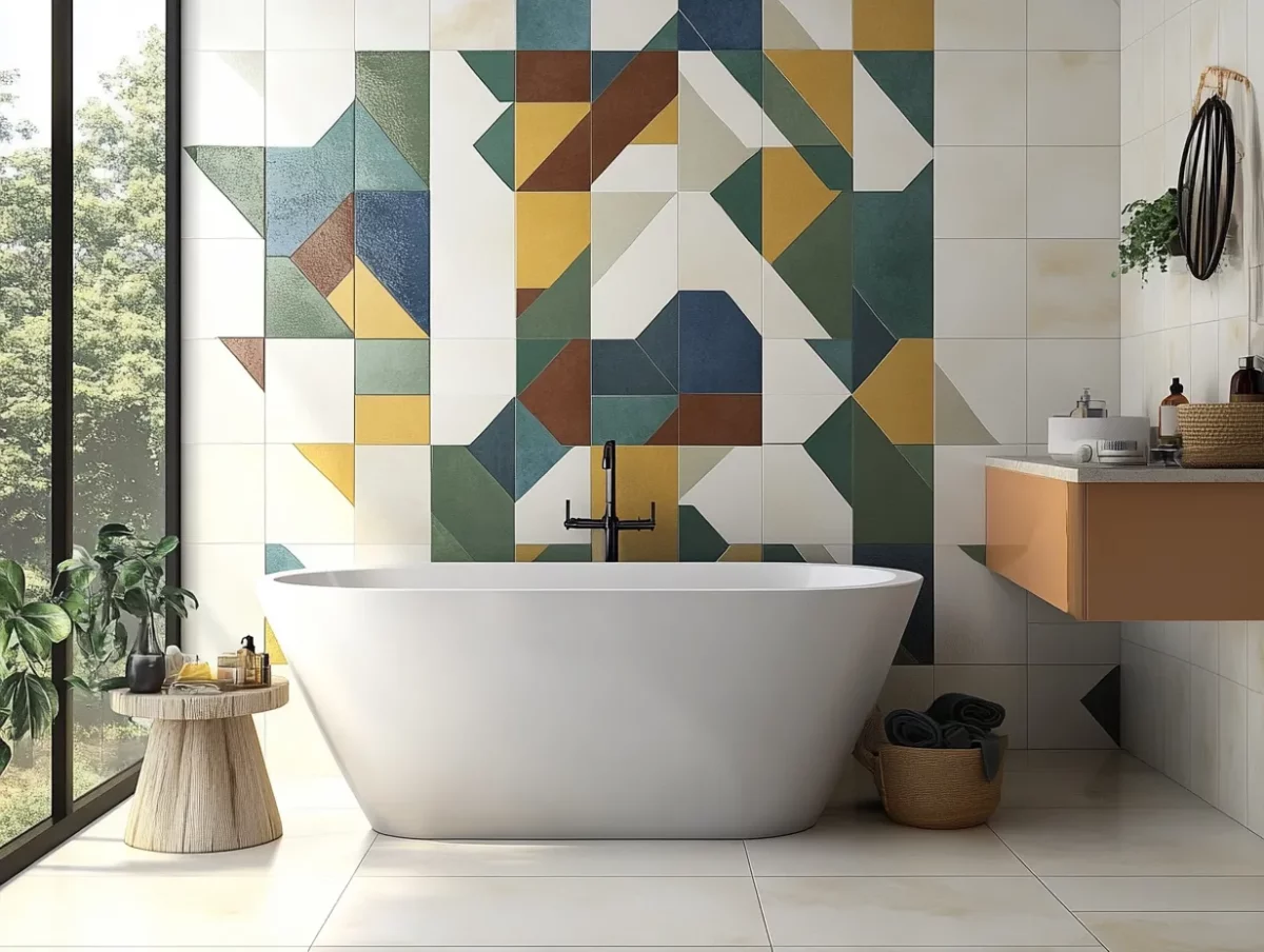 geometric modern bathroom wall tile designs