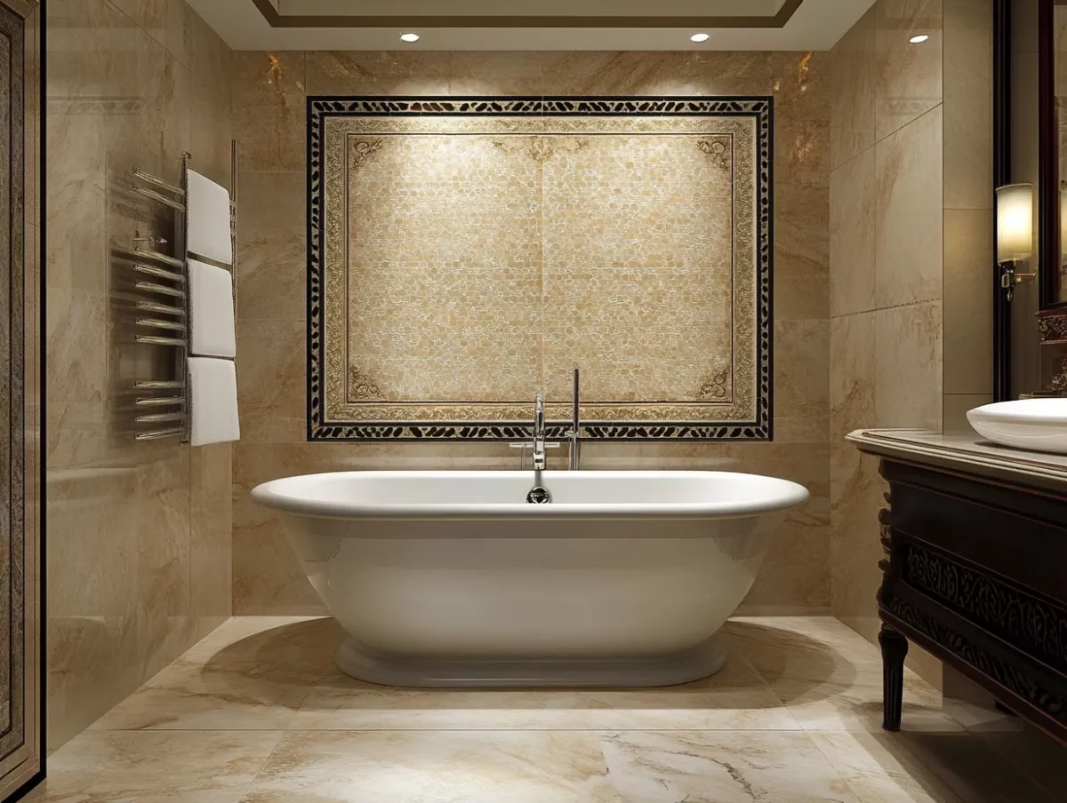 picasso beige bath wall tiles design