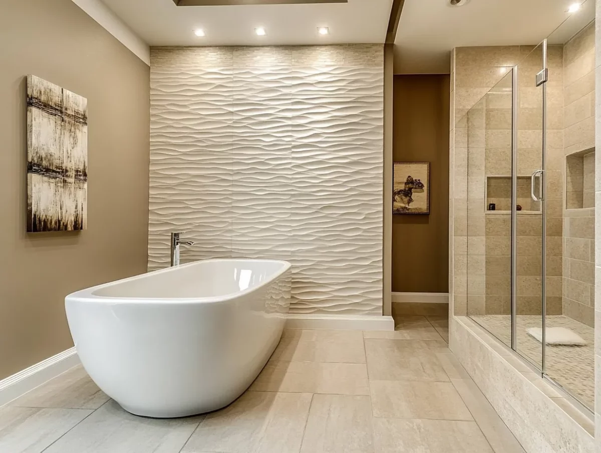 textured 2 x 4 bathroom wall tiles design