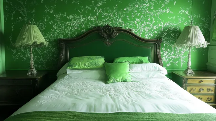 Green Wallpaper Design for Bedroom