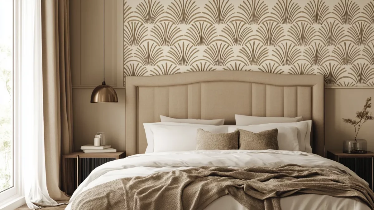 art deco revival classy bedroom wallpaper designs