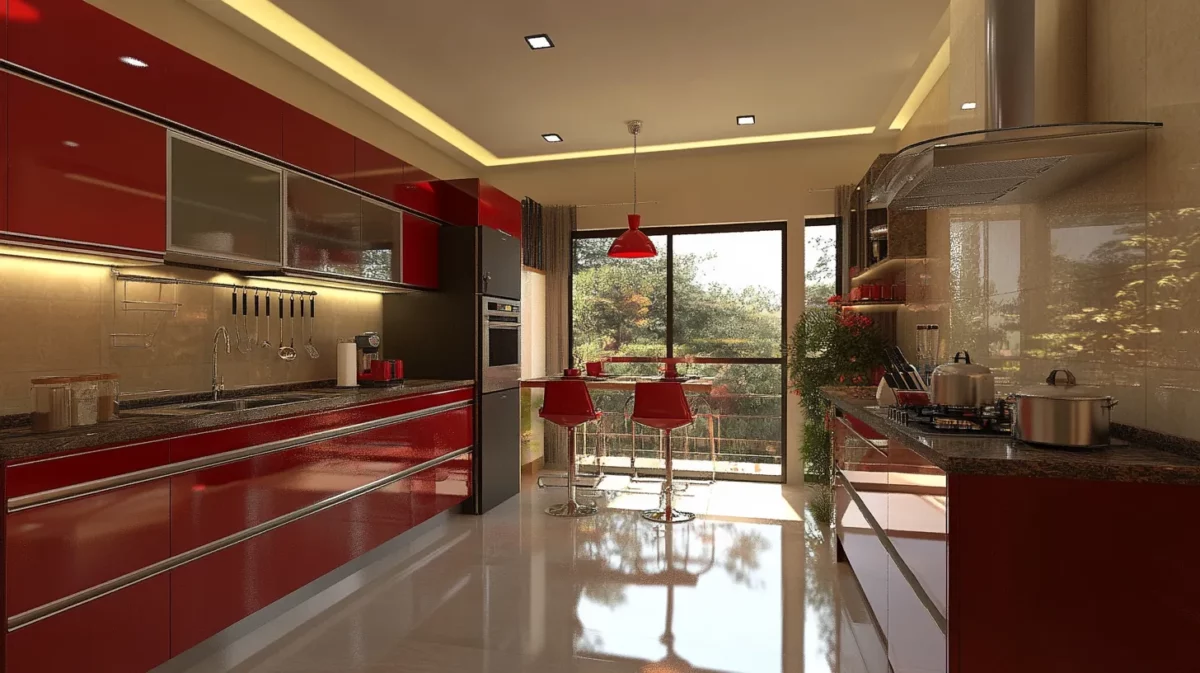 connected open modular kitchen design