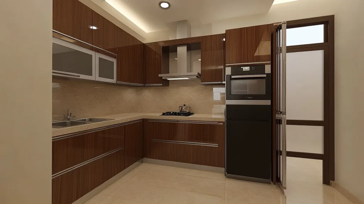 customizable l shape semi modular kitchen design