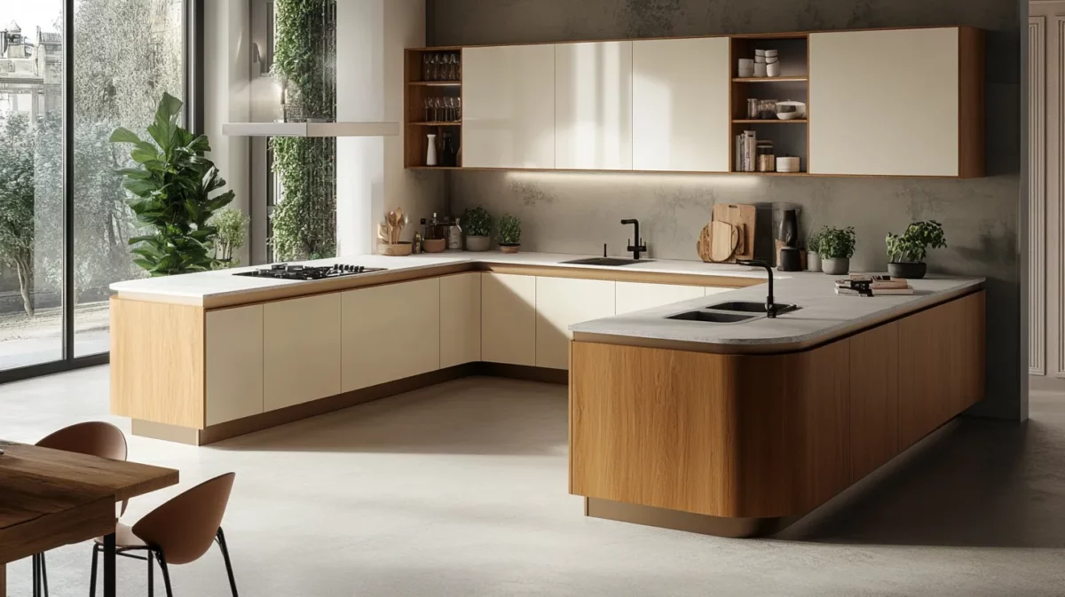 flexible u shape semi modular kitchen design