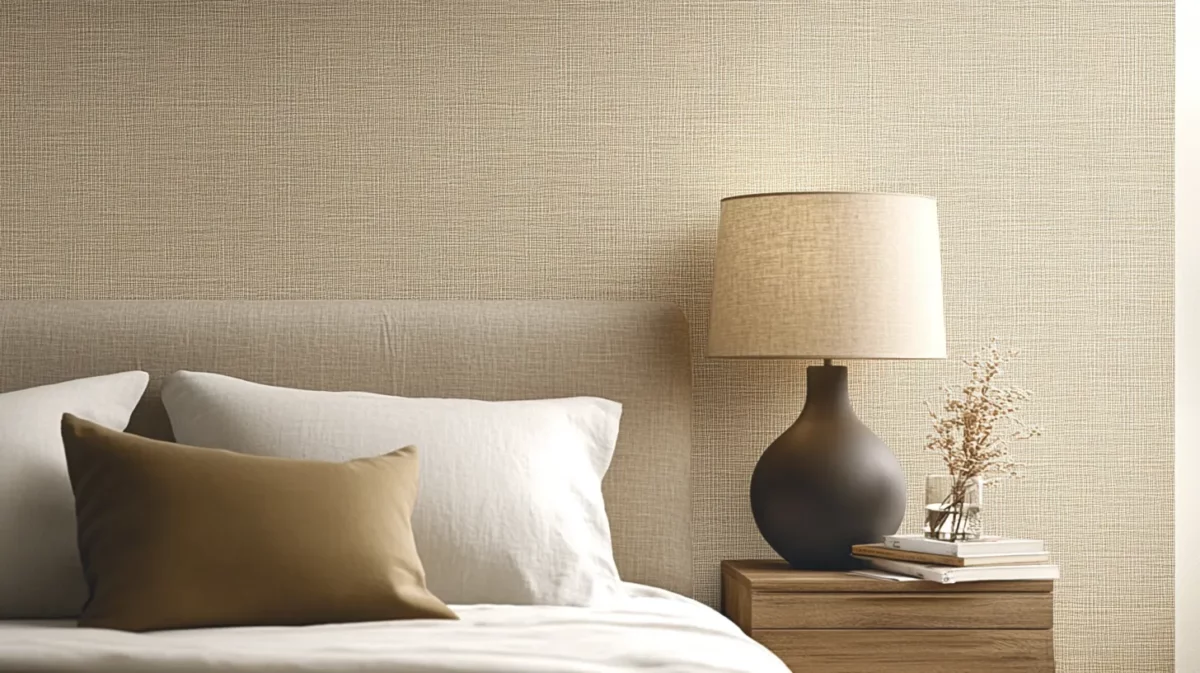 linen texture simple wallpaper design for bedroom