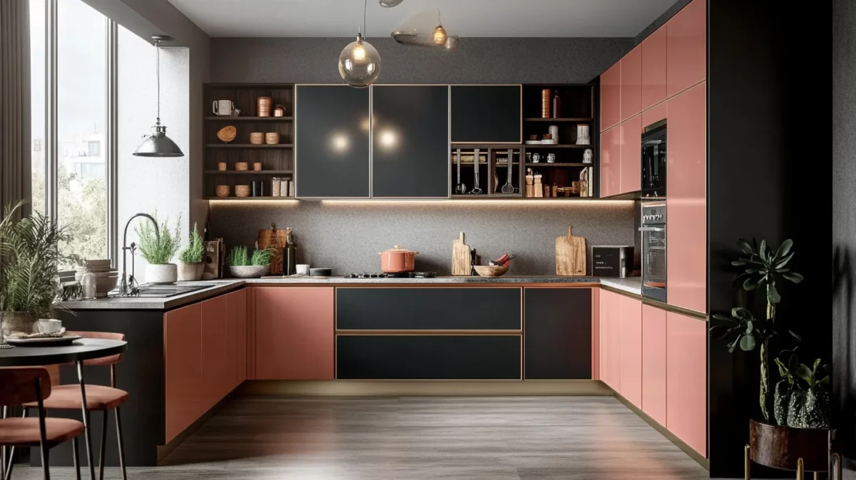 minimalistic u shape small kitchen design