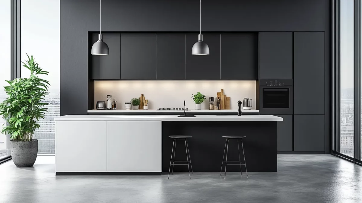 modern parallel kitchen designs with dual tones