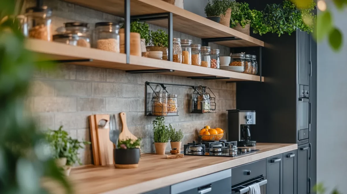 open shelving small modular kitchen design