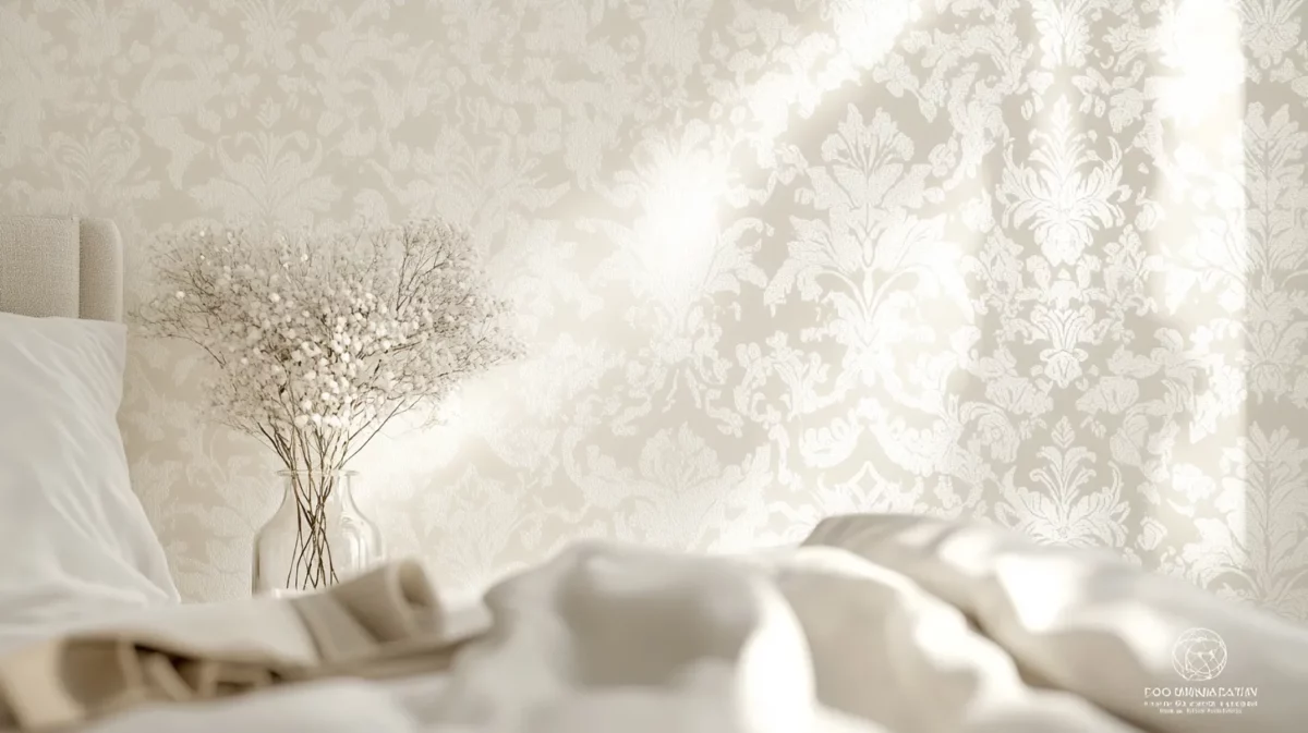 silk jacquard effect wallpaper design for master bedroom