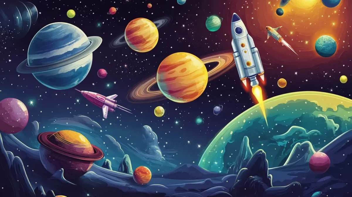 space explorers galaxy wallpaper design for kids bedroom