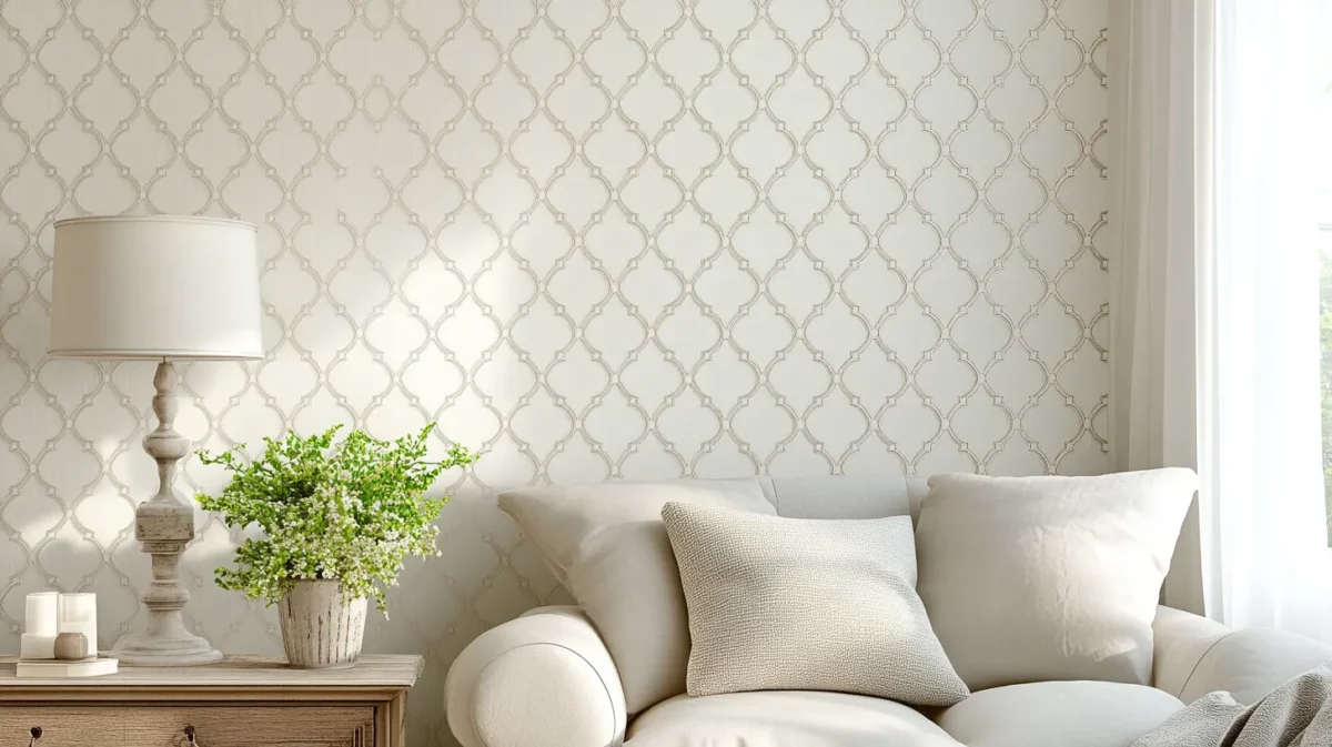 vintage trellis pattern classy bedroom wallpaper designs