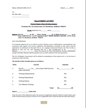 parking allotment letter format