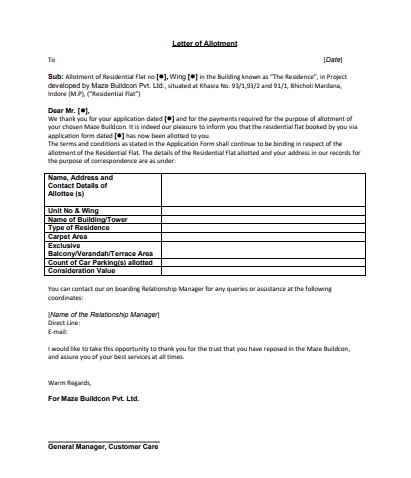 Allotment Letter Its Format And How To Write It