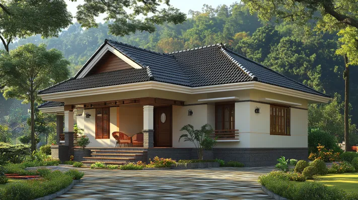 tranquil oasis single floor house design