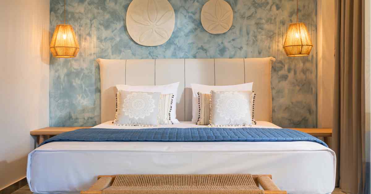 Blush Mauve and Blue Grey Bedroom Colour Scheme