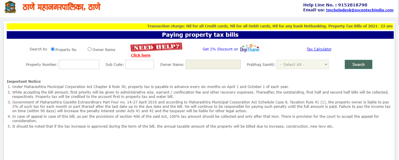 How to Pay TMC Property Tax Online