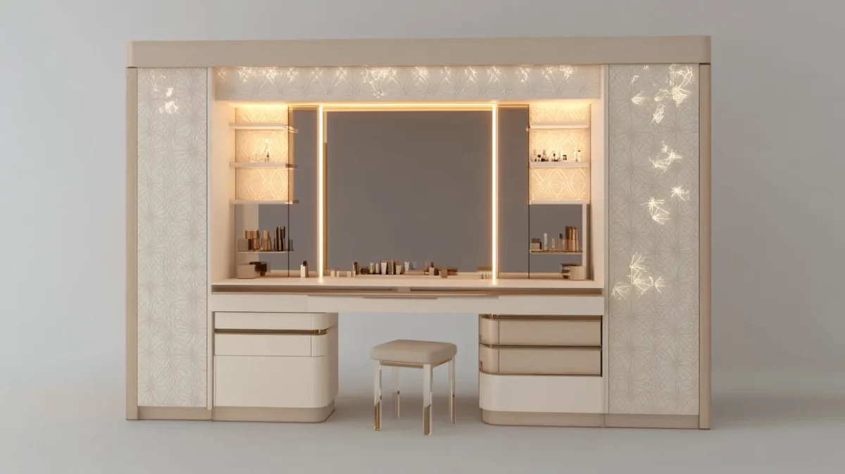 modern vanity integration sliding wardrobe with dressing table