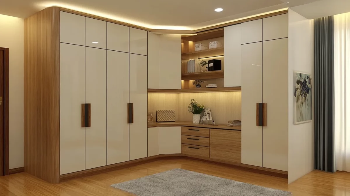 multi access corner sliding door wardrobe designs