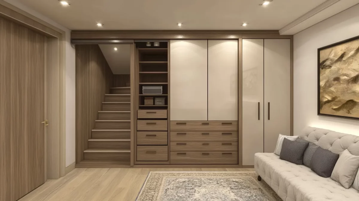 multi level storage design for sliding wardrobe with loft