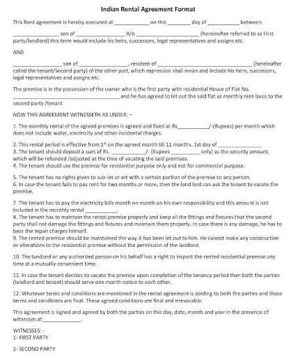 11 months' rent agreement format