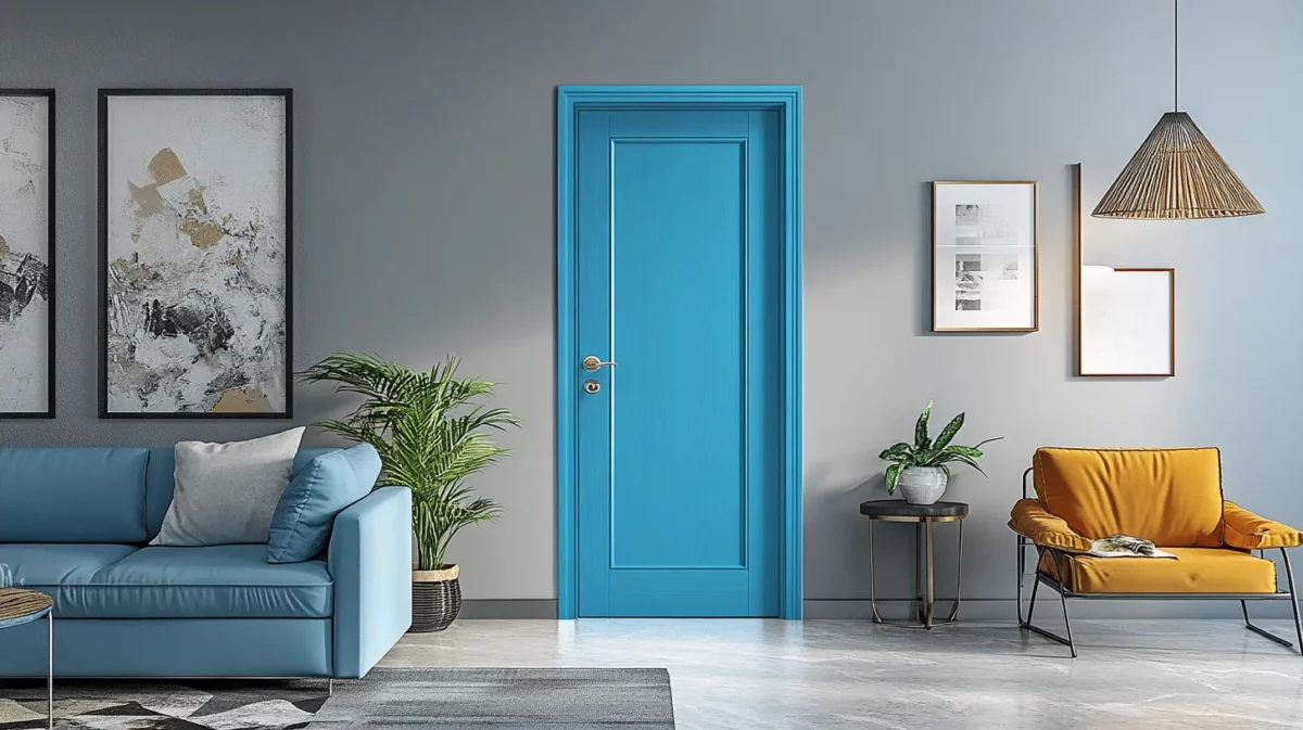 blue mica modern flush door design