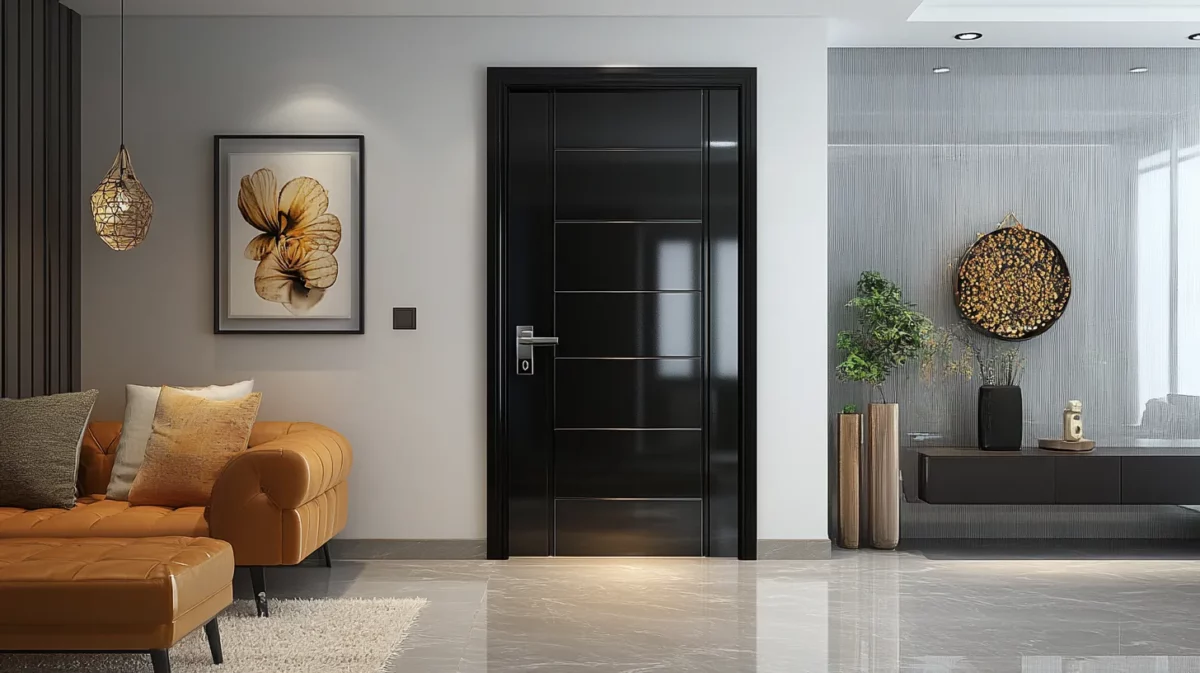 contemporary black glossy modern flush door