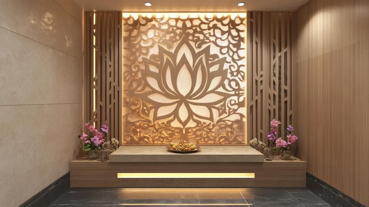 divine lotus cnc cutting design for pooja room