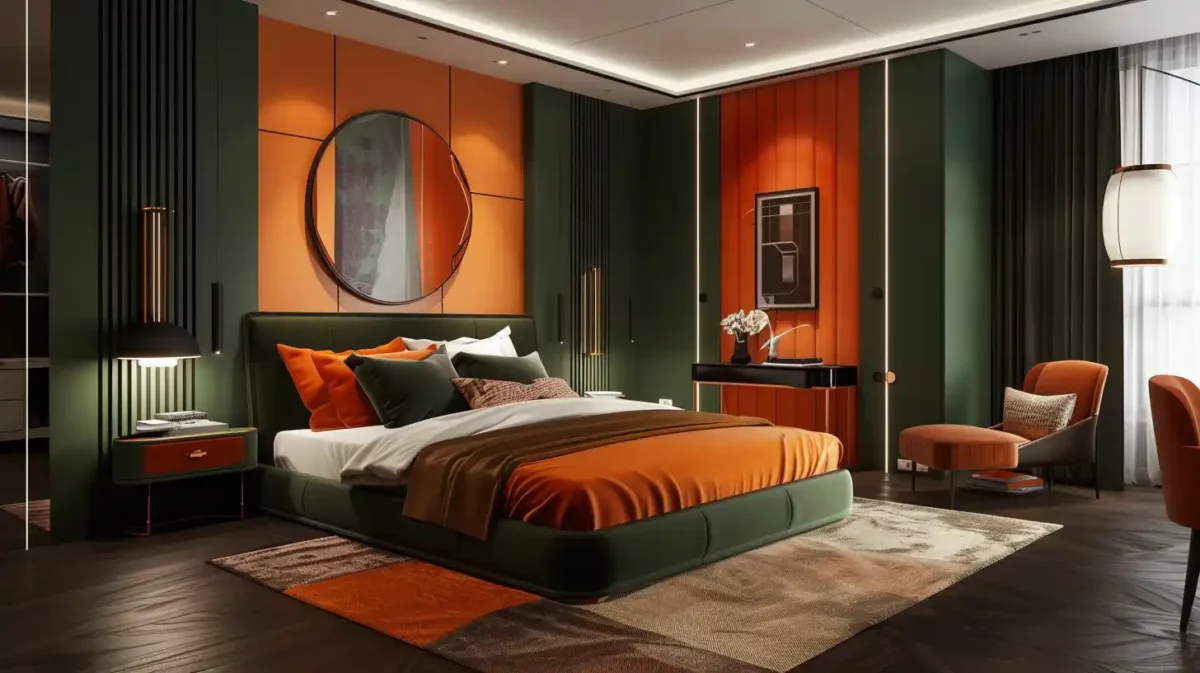 green and orange combination wall paint