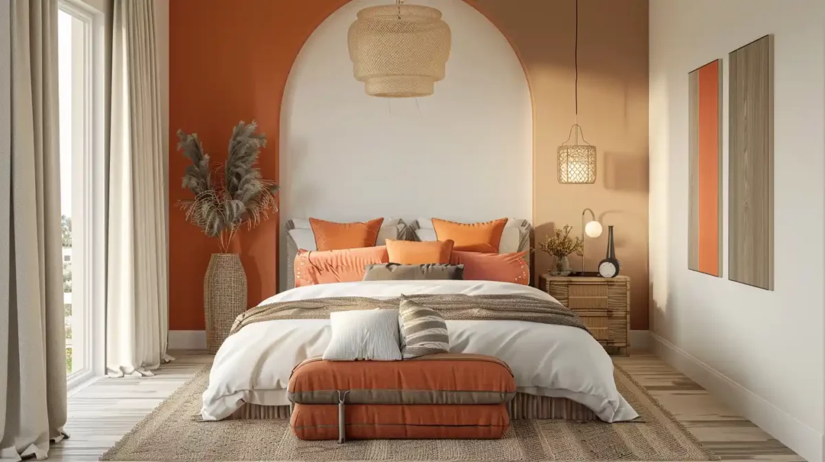 light two tones orange for bedroom room walls