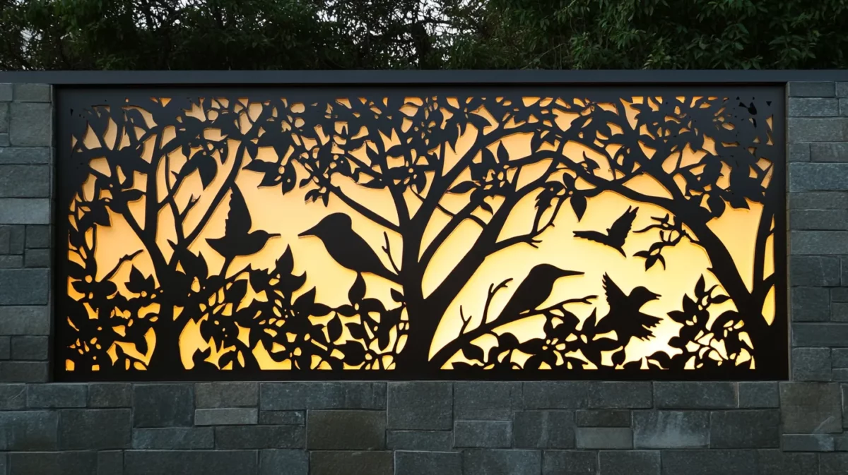 natures silhouette exterior wall cnc cutting design