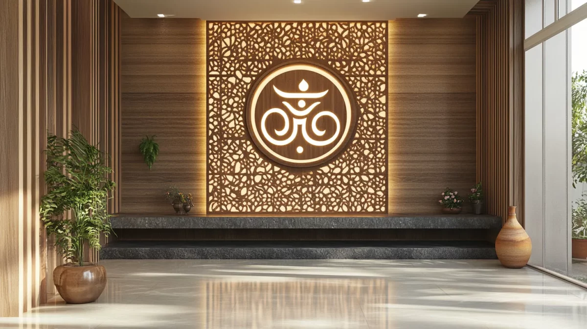 sacred om cnc cutting design for pooja room