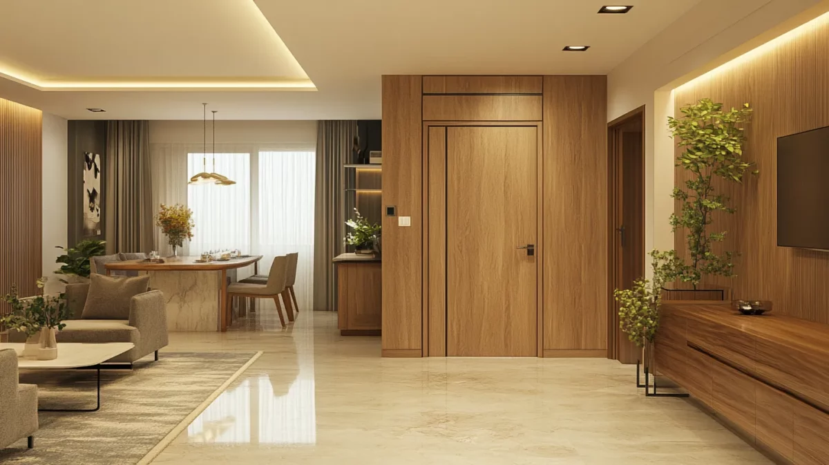 sleek wooden modern flush door design for home