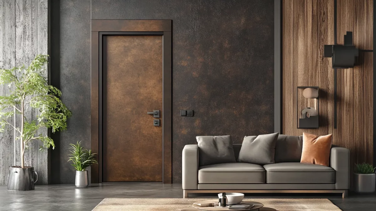 textured metal flush door design