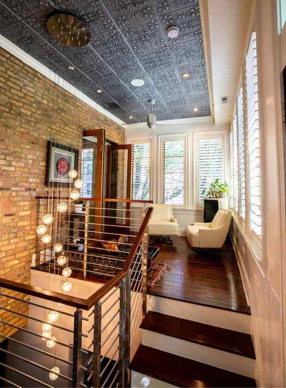 Brick wall design for staircase area