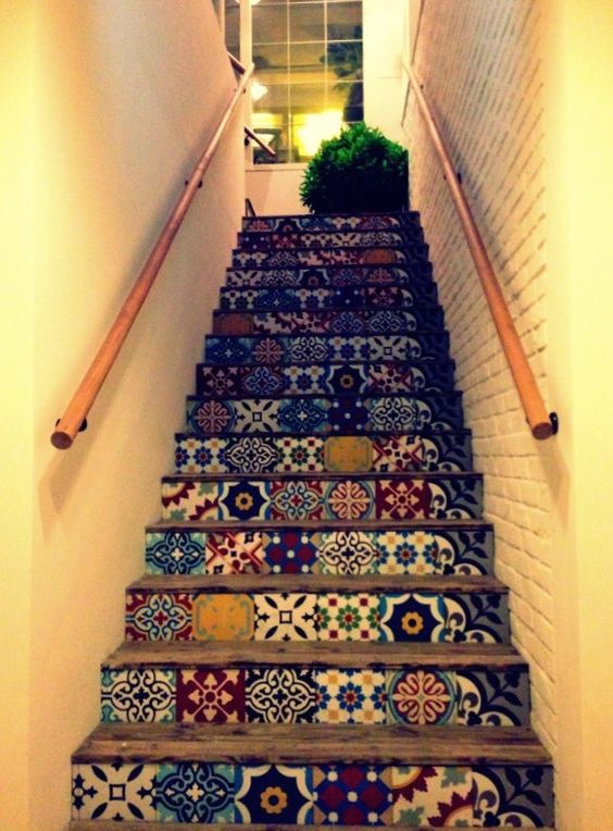 Outdoor stairs tiles design with pattern ceramic tiles option