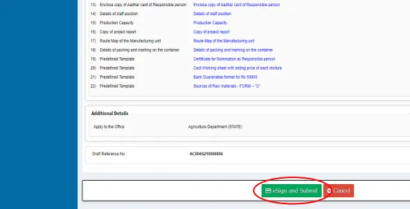 click on e sign possession certificate online