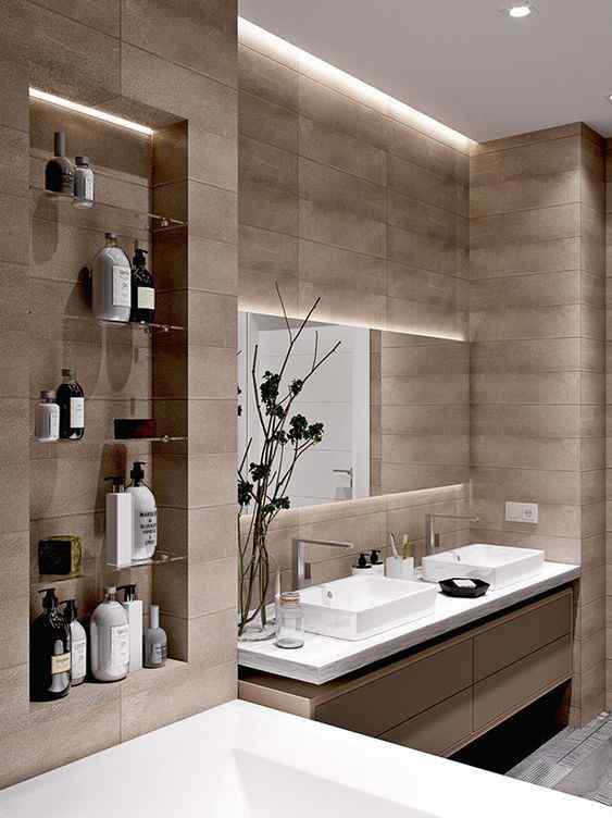 Trendy Bathroom shelves designed for a chic bathroom look