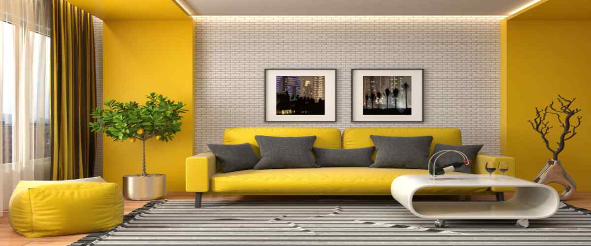 yellow colour combination for the drawing room